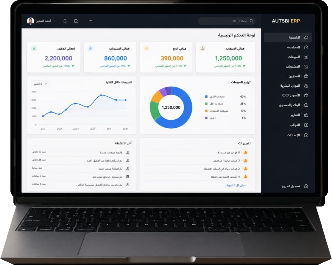 لوحة تحكم AUTSBI على جهاز لابتوب